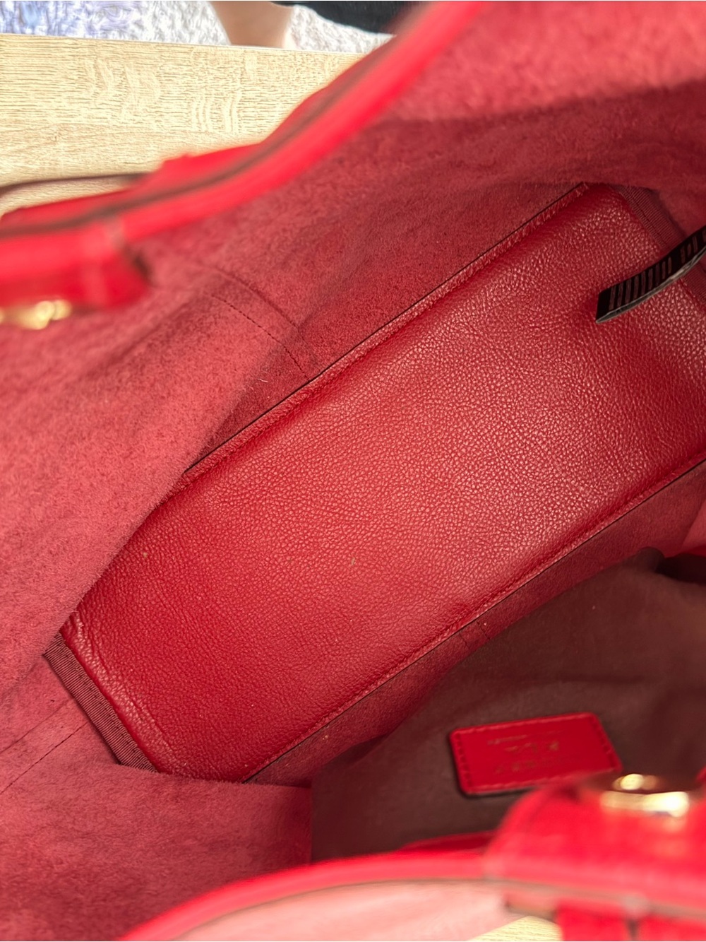 Ralph Lauren Red Crawley Pebbled Leather Shoulder Bag - Picture 5 of 6